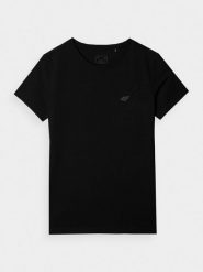 4F T-shirt slim gładki damski - czarny XXL. Czarne t-shirty damskie 4f, xs, bez wzorów, z bawełny, bez kołnierzyka. Za 39.99 zł.