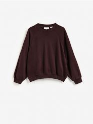 Bluza z włóknem bambusowym - ciemnobrązowy. Brązowe bluzy bez kaptura damskie Reserved, l, z dzianiny. Za 169.99 zł.