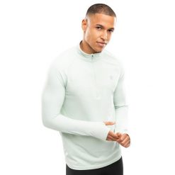 Męska bluza do biegania z suwakiem pod szyją Fitness Siroko Intuit Green. Zielone bluzy bez kaptura męskie SIROKO, bez wzorów, z tkaniny, bez kołnierzyka, bez ramiączek. W wyprzedaży za 147.00 zł.