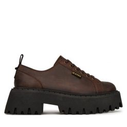 Półbuty G-Star. Brązowe półbuty damskie G-Star, bez wzorów, retro, bez obcasa, na płaskiej podeszwie. Za 279.99 zł.