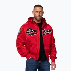 Kurtka męska Pitbull Aero Flight Hooded. Czerwone kurtki męskie PITBULL, l, bez wzorów, z materiału, bez kaptura. Za 389.99 zł.