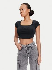 Converse Top W Wordmark Corset Top 10026506-A01 Czarny Slim Fit. Czarne topy damskie Converse, l, bez wzorów, z bawełny, bez kołnierzyka. Za 169.99 zł.