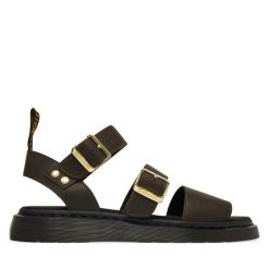 Sandały Dr. Martens. Brązowe sandały damskie Dr. Martens, bez wzorów, bez obcasa, na płaskiej podeszwie. Za 599.99 zł.