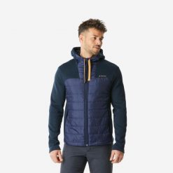 Bluza turystyczna męska z kapturem Quechua NH100 hybrydowa. Niebieskie bluzy z kapturem męskie QUECHUA, l, z dzianiny. Za 119.99 zł.