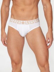 Versace Slipy AU10027 1A10011 Biały. Białe slipki męskie Versace, bez wzorów, z bawełny. Za 169.99 zł.