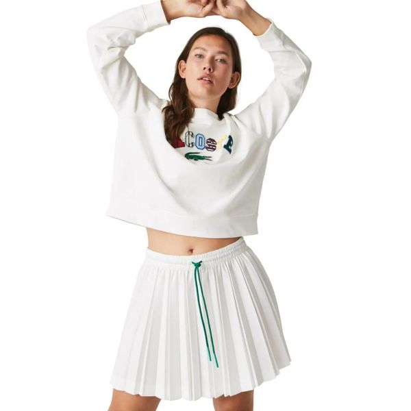 Spódnica tenisowa damska Lacoste. Białe spódniczki damskie Lacoste, l, bez wzorów, z materiału, eleganckie, mini, dopasowane. Za 422.00 zł.