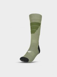 4F Skarpety narciarskie męskie - khaki 43-46. Brązowe skarpetki męskie 4f, bez wzorów, z bawełny. Za 39.99 zł.