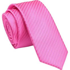 Wąski Krawat - Śledź - Alties - Różowy w Delikatny Prążek. Czerwone krawaty i muchy męskie Alties, bez wzorów, z tkaniny, eleganckie. Za 35.00 zł.