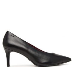 Szpilki Tamaris. Czarne szpilki Tamaris, bez wzorów, bez obcasa. Za 364.99 zł.