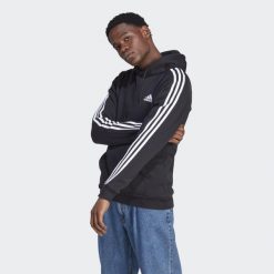 Bluza męska adidas Essentials Fleece 3-Stripes Hoodie. Białe bluzy z kapturem męskie Adidas, m, z materiału. Za 219.00 zł.