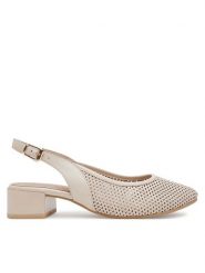 Caprice Sandały 9-29602-44 Beżowy. Brązowe sandały damskie Caprice, bez wzorów, ze skóry, bez obcasa, na słupku. Za 244.99 zł.