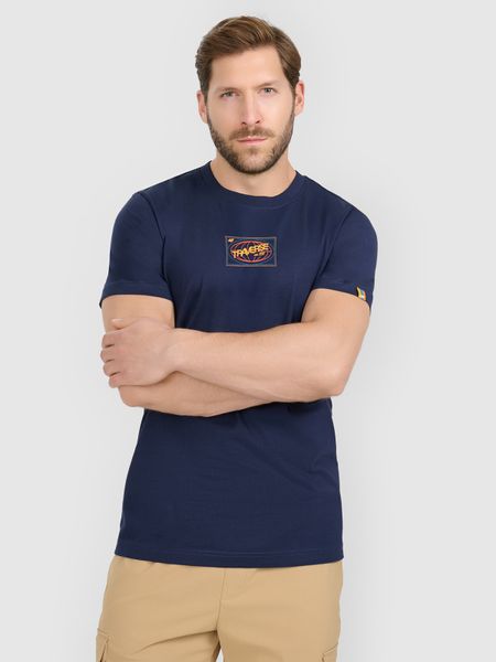 4F T-shirt regular z nadrukiem męski - granatowy XXL. Niebieskie t-shirty męskie 4f, m, bez wzorów, z bawełny, bez kołnierzyka. Za 79.99 zł.