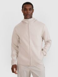 4F Bluza dresowa rozpinana z kapturem męska - beżowa M. Brązowe bluzy sportowe męskie 4f, bez wzorów, z dresówki, eleganckie, bez kołnierzyka, bez ramiączek. W wyprzedaży za 129.99 zł.