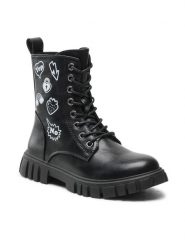 Nelli Blu Kozaki CS5827-12 Czarny. Czarne kozaki dziewczęce Nelli Blu, bez wzorów, ze skóry, bez obcasa. Za 119.99 zł.