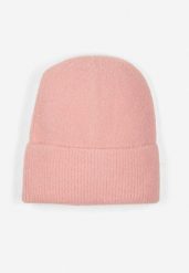 Różowa Czapka Ozdobiona Wywinięciem i Metaliczną Nicią Temirina. Czerwone czapki zimowe damskie Born2be. Za 34.99 zł.