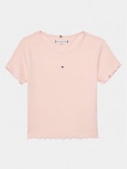 Tommy Hilfiger T-Shirt Essential KG0KG08138 Różowy Regular Fit. Czerwone koszulki dziewczęce Tommy Hilfiger, bez wzorów, z bawełny, bez ramiączek. Za 149.99 zł.