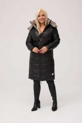 Pikowany ocieplony czarny płaszcz / kurtka Vanessa XXL OVERSIZE JESIEŃ ZIMA. Czarne kurtki damskie Moda Size Plus Iwanek, na jesień, s, bez wzorów, z poliesteru, eleganckie. W wyprzedaży za 299.90 zł.