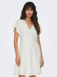 ONLY Sukienka codzienna 15289687 Biały Regular Fit. Białe sukienki damskie Only, na co dzień, m, bez wzorów, z syntetyku, bez kołnierzyka, bez ramiączek, proste. Za 119.99 zł.