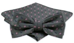 Modna Mucha Męska - Alties - Grafit ze Wzorem. Szare krawaty i muchy męskie Alties, bez wzorów, eleganckie. Za 54.00 zł.