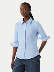 Tommy Hilfiger Koszula WW0WW43528 Niebieski Slim Fit. Niebieskie koszule damskie Tommy Hilfiger, xxs, bez wzorów, z bawełny, bez kołnierzyka, bez ramiączek. Za 350.99 zł.