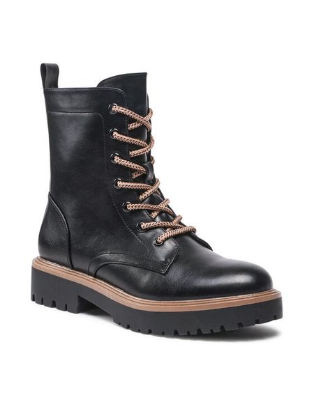 Jenny Fairy Trzewiki WS5896-04 Czarny. Czarne botki damskie Jenny Fairy, ze skóry, bez obcasa, na płaskiej podeszwie, bez zapięcia. Za 179.99 zł.