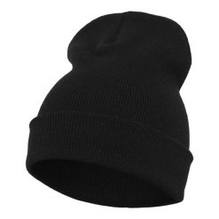 Organiczna Długa Czapka Heavyweight. Czarne czapki męskie FLEXFIT, bez wzorów, z dzianiny. Za 123.99 zł.