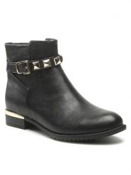 Jenny Fairy Botki W16AW462-21 Czarny. Czarne botki damskie Jenny Fairy, ze skóry, bez obcasa, na płaskiej podeszwie, bez zapięcia. Za 149.99 zł.