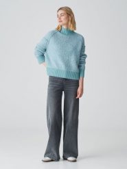 OPUS Sweter w kolorze turkusowym rozmiar: 34. Niebieskie golfy damskie Opus, bez wzorów, bez ramiączek. Za 149.31 zł.
