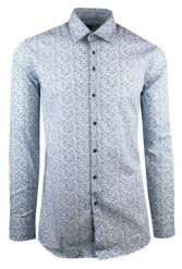 Elegancka, Męska Koszula, Taliowany Krój - Victorio - Niebieski, Regularny Wzór. Niebieskie koszule męskie Victorio, m, bez wzorów, z bawełny, bez kołnierzyka, bez ramiączek. Za 149.00 zł.