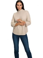 Heine Sweter w kolorze beżowym rozmiar: 46. Brązowe golfy damskie Heine, bez wzorów, prążkowane, bez ramiączek. Za 74.63 zł.