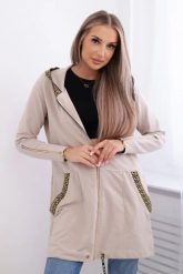 Bluza z ozdobną taśmą beżowa. Brązowe bluzy z kapturem damskie KESI, l, z bawełny. Za 263.47 zł.