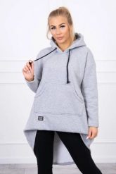 Bluza ocieplana z długim tyłem i kapturem szara. Szare bluzy z kapturem damskie KESI, l, z bawełny. Za 238.37 zł.