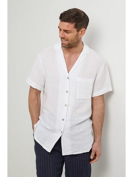 Rodier Lin Lniana koszula w kolorze białym rozmiar: L/XL. Białe koszule męskie Rodier Lin, l, bez wzorów, ze lnu, bez kołnierzyka, bez ramiączek. Za 96.14 zł.