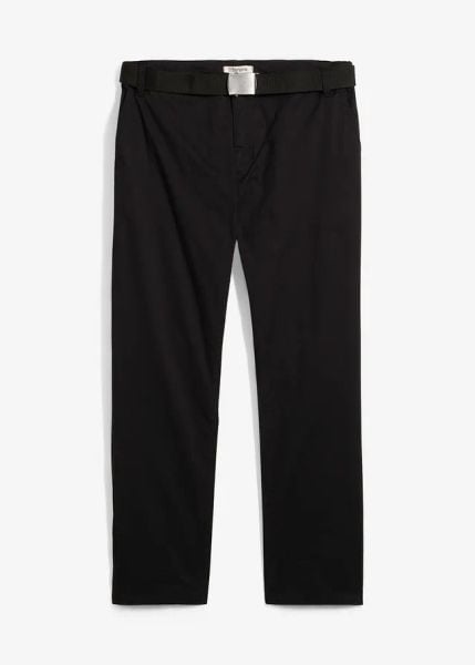 Spodnie chinosy o kroju regular fit z elastyczną gumką w talii i paskiem, straight. Zielone spodnie materiałowe męskie bonprix, bez wzorów. Za 124.99 zł.