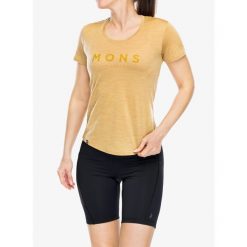 Koszulka merino damska Mons Royale Zephyr Merino Cool Tee. Żółte bluzki sportowe damskie Mons Royale, bez wzorów, bez ramiączek. Za 219.99 zł.