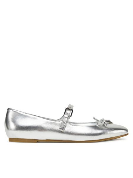 Guess Baleriny FLJKAY LEM02 Srebrny. Szare baleriny damskie Guess, z aplikacjami, ze skóry, bez obcasa. Za 329.99 zł.