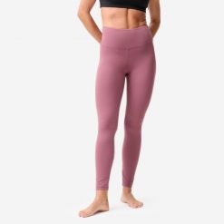 Legginsy do jogi i pilatesu Domyos. Fioletowe legginsy damskie DOMYOS, l, bez wzorów, z elastanu. Za 119.99 zł.