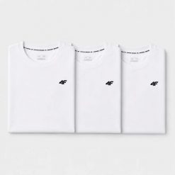KOMPLET KOSZULEK MĘSKICH 4F ZESTAW 3PAK T-SHIRT S TTSHM3341 BIAŁY. Białe t-shirty męskie 4f, m, bez wzorów, z bawełny, bez kołnierzyka. Za 149.97 zł.