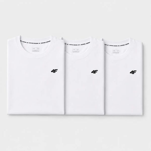 KOMPLET KOSZULEK MĘSKICH 4F ZESTAW 3PAK T-SHIRT S TTSHM3341 BIAŁY. Białe t-shirty męskie 4f, m, bez wzorów, z bawełny, bez kołnierzyka. Za 149.97 zł.