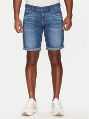 Guess Szorty jeansowe M5GD01 D5MZ2 Niebieski Regular Fit. Niebieskie szorty męskie Guess, z aplikacjami, z bawełny. Za 209.99 zł.