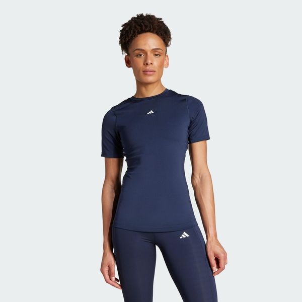 Koszulka Techfit Training. Niebieskie t-shirty damskie Adidas, l, bez wzorów, z dzianiny, bez kołnierzyka. Za 169.85 zł.
