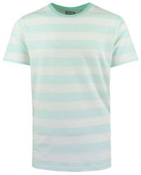 Lekki i Przewiewny T-Shirt Męski - Brave Soul - Miętowa w Paski. Zielone t-shirty męskie Brave Soul, na lato, l, bez wzorów, z bawełny, bez kołnierzyka. Za 59.00 zł.