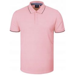 Koszulka Polo - Męska - Pako Jeans - Różowa, Kryte Guziki. Czerwone koszulki polo męskie Pako Jeans, l, bez wzorów, z bawełny, bez ramiączek. Za 119.00 zł.