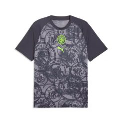 Koszulka przedmeczowa Manchester City 2025/26. Niebieskie t-shirty sportowe męskie Puma, xl, z materiału, bez ramiączek, na fitness i siłownię. Za 263.85 zł.