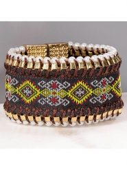 LA CHIQUITA Pozłacana bransoletka z elementami ozdobnymi rozmiar: onesize. Brązowe bransoletki damskie LA CHIQUITA, pozłacane. Za 104.45 zł.