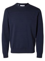 SELECTED HOMME Sweter w kolorze granatowym rozmiar: S. Niebieskie swetry męskie Selected Homme, s, bez wzorów, z bawełny, bez kołnierzyka. Za 79.03 zł.