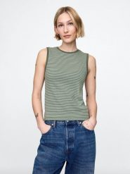 GAP Top w kolorze khaki rozmiar: L. Brązowe topy damskie GAP, l, bez wzorów, z bawełny, bez kołnierzyka. Za 48.28 zł.