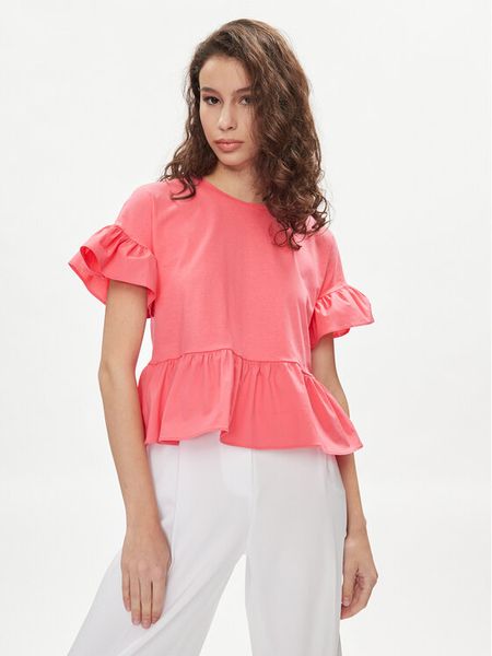 Liu Jo Bluzka MA4345 J6308 Różowy Relaxed Fit. Czerwone bluzki damskie Liu Jo, s, bez wzorów, z bawełny, bez ramiączek. Za 239.99 zł.