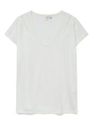 Vero Moda Koszulka w kolorze białym rozmiar: L. Białe bluzki damskie Vero Moda, l, bez wzorów, z koronki, bez kołnierzyka. Za 61.46 zł.