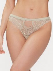 Calvin Klein Underwear Stringi 000QF7759E Zielony. Zielone stringi damskie Calvin Klein Underwear, s, bez wzorów, z syntetyku. Za 99.99 zł.